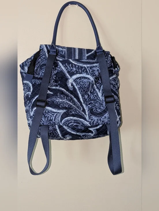 Vera Bradley Indigo Quilted Convertible Backpack Tote - Picture 5 of 12